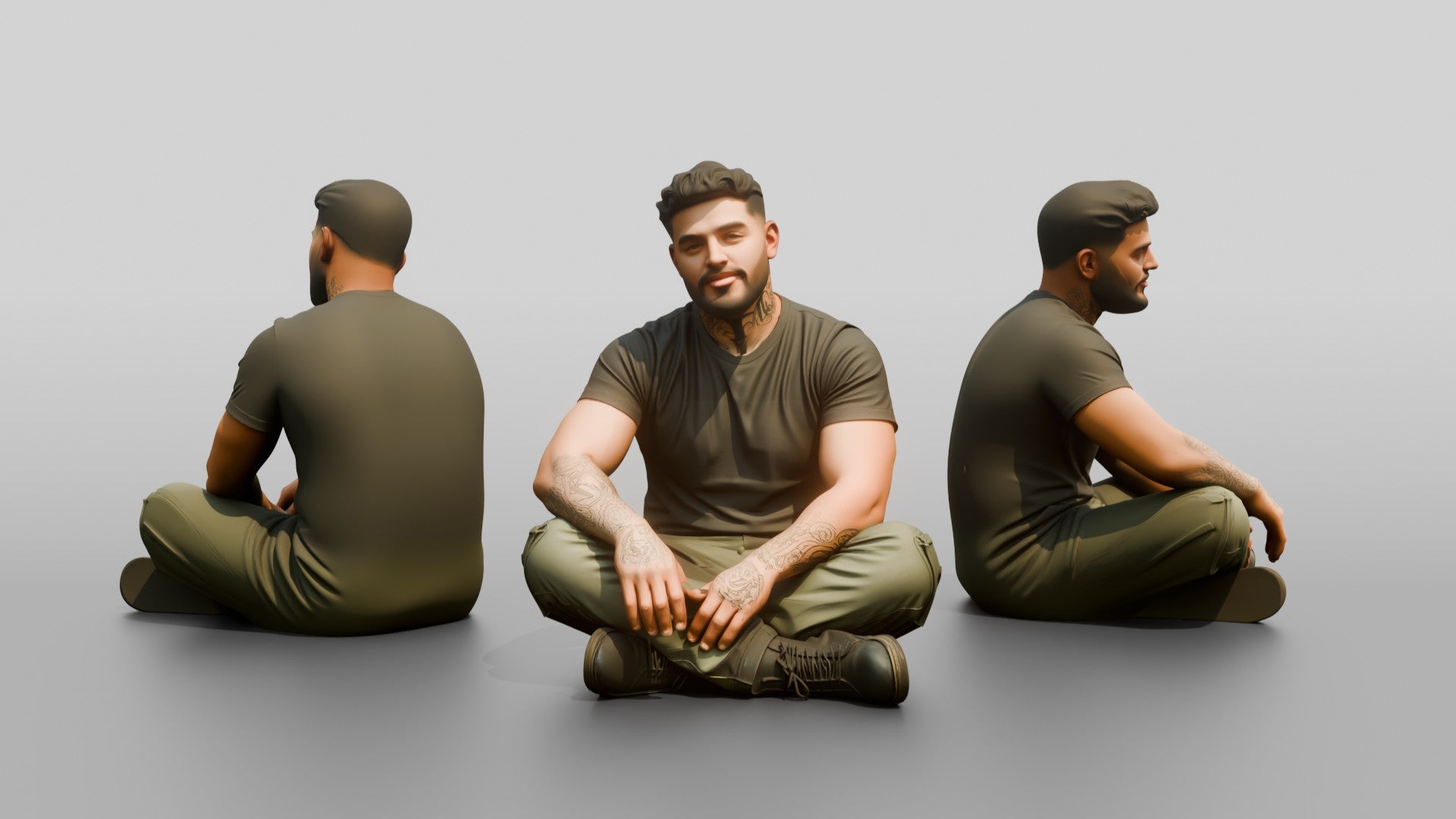 Homeless Man Sitting Cross-legged