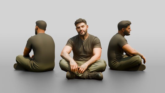 Homeless Man Sitting Cross-legged