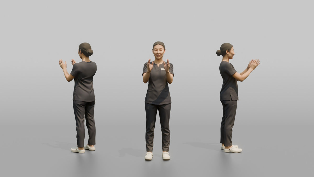 Esthetician Man Applying A Face Mask Motion With Both Hands - 3D character model, view 1