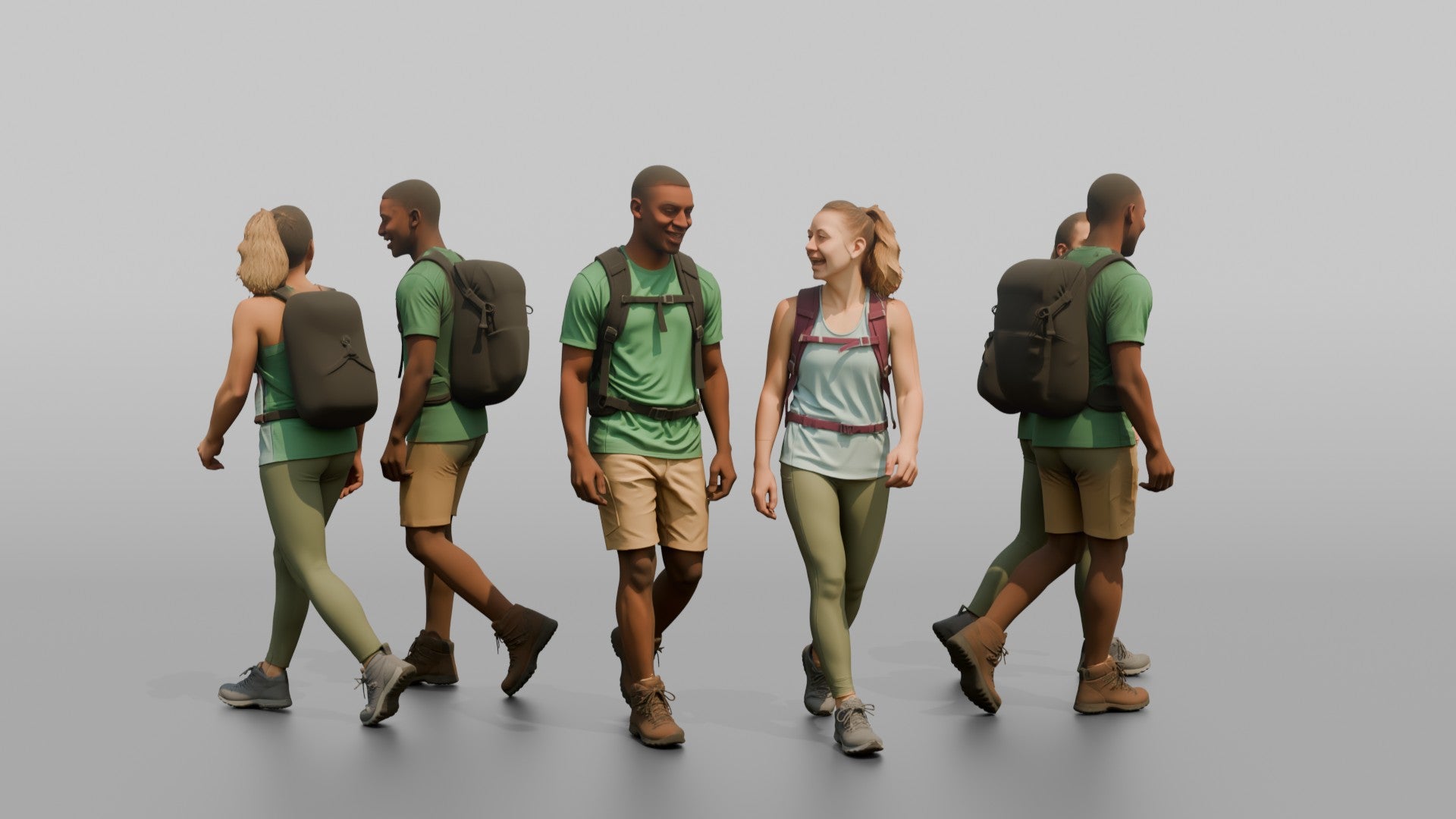 Hiking Duo Walking and Talking Together