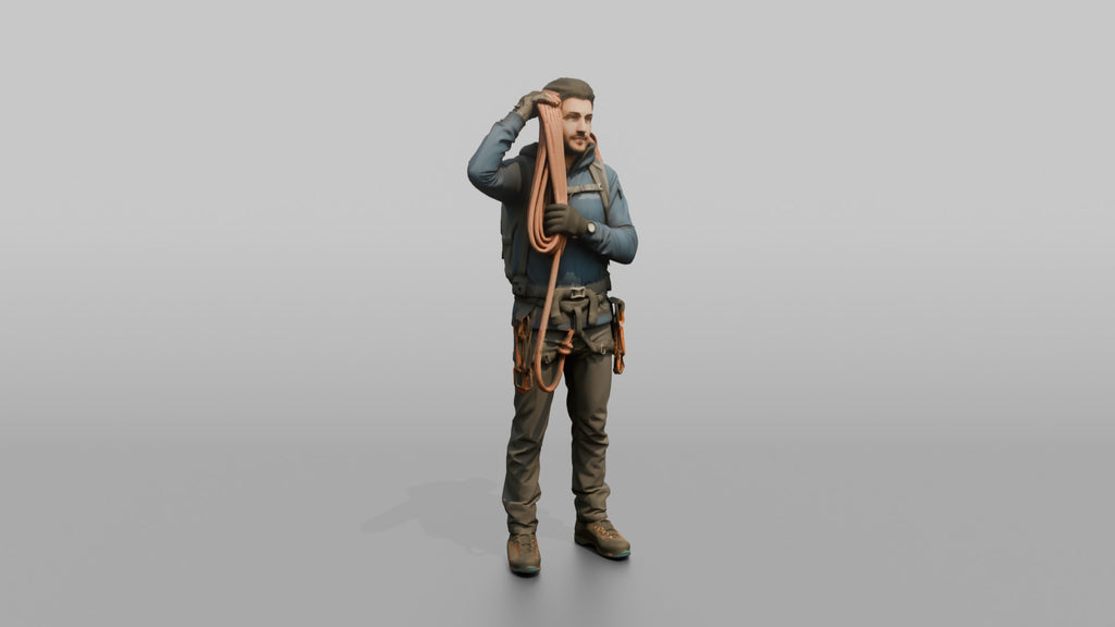 Mountaineer Slinging a Rope Over His Shoulder