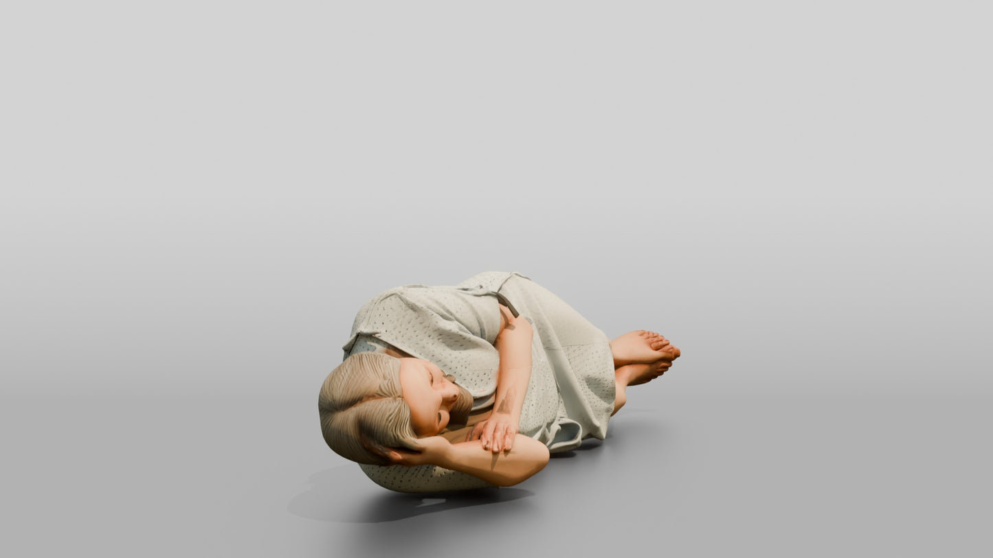 Elderly Woman Patient Resting on the Floor