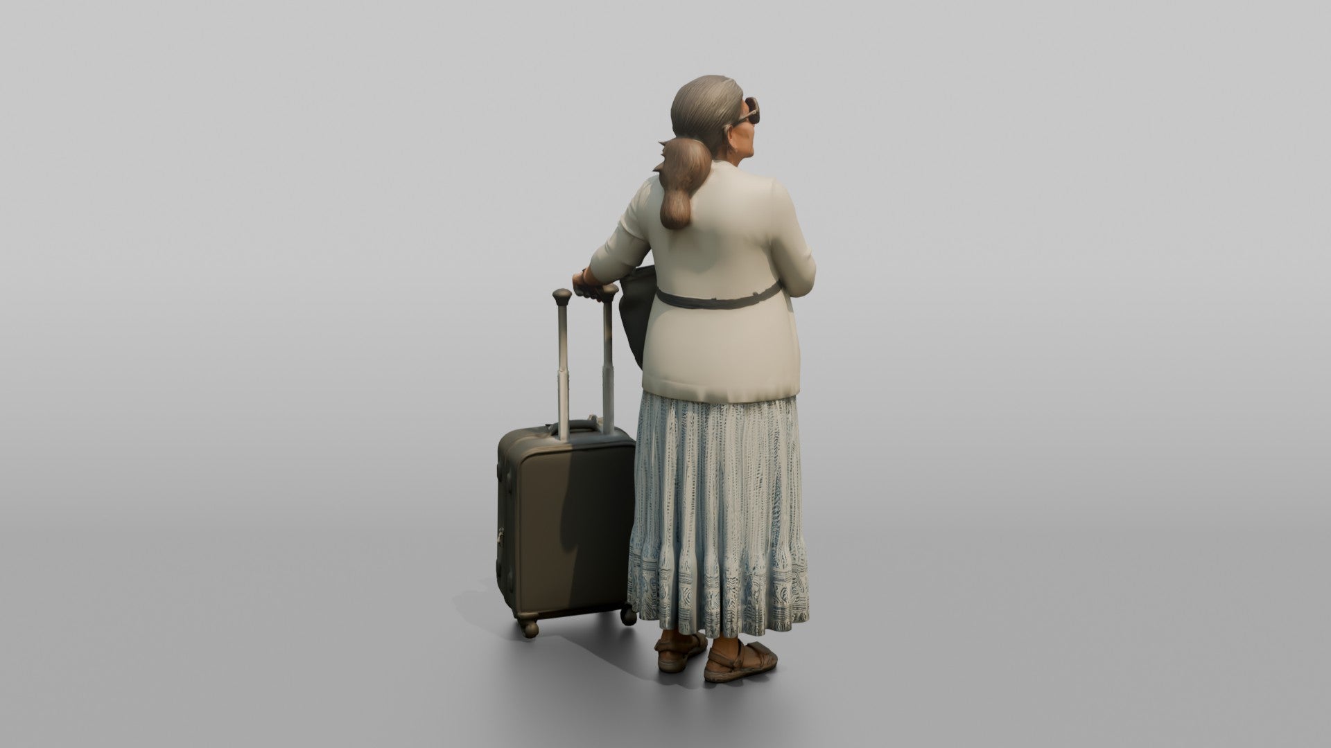 Traveler Hugging Her Carry-On Bag