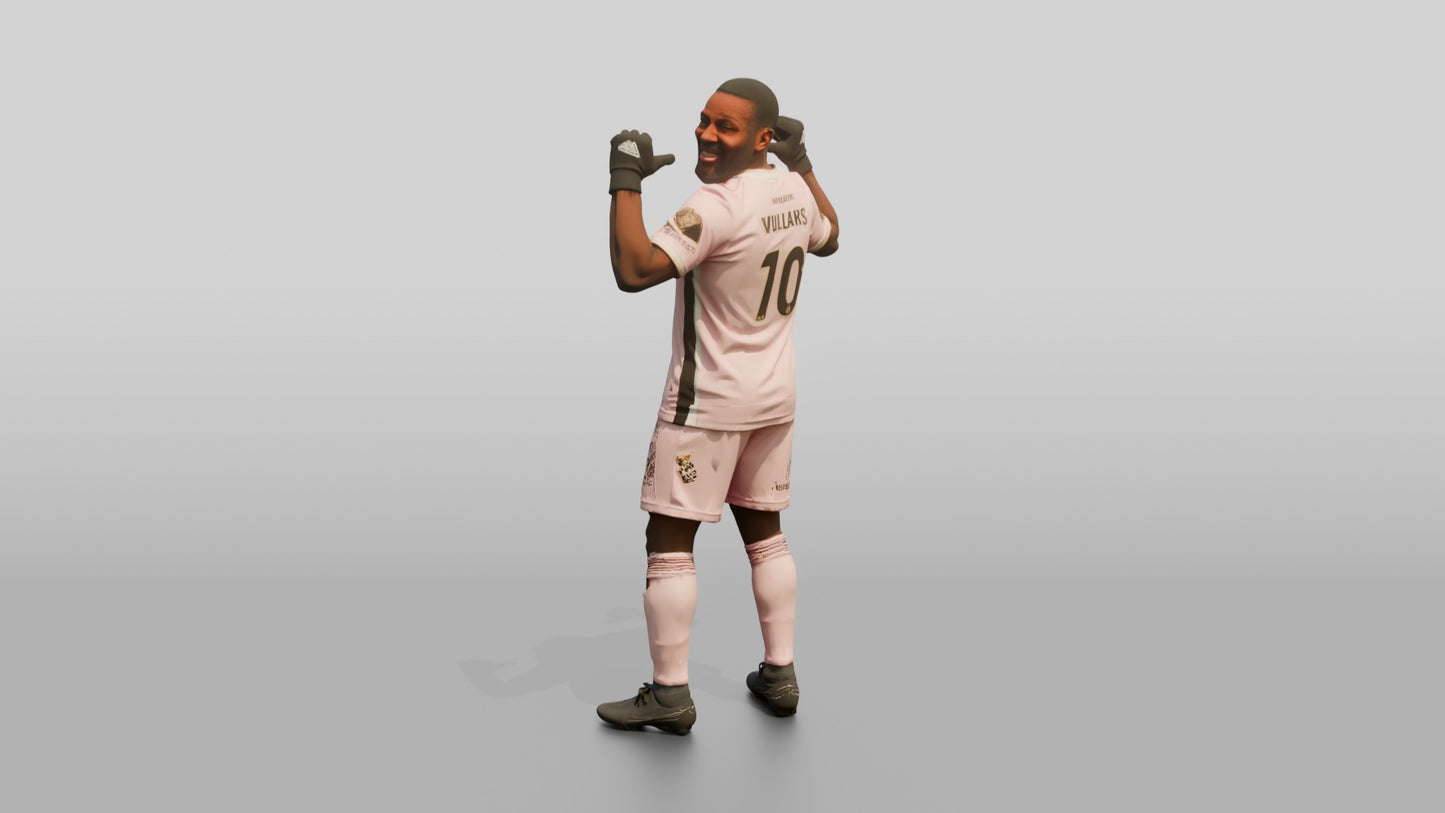 Soccer Player Pointing to Jersey Name