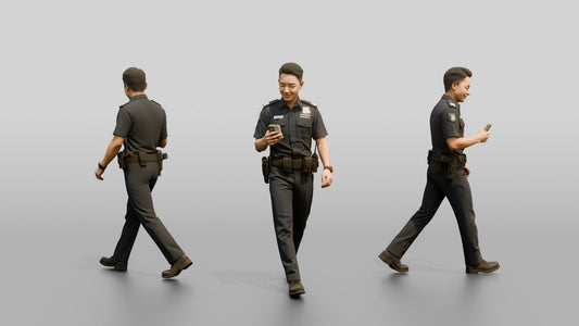 Police Officer Strolling on His Phone