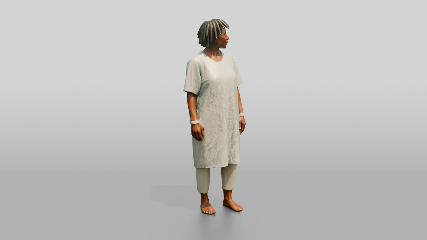Woman Patient Standing in a Hospital Gown