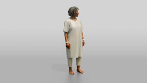 Woman Patient Standing in a Hospital Gown - 3D character model, view 1