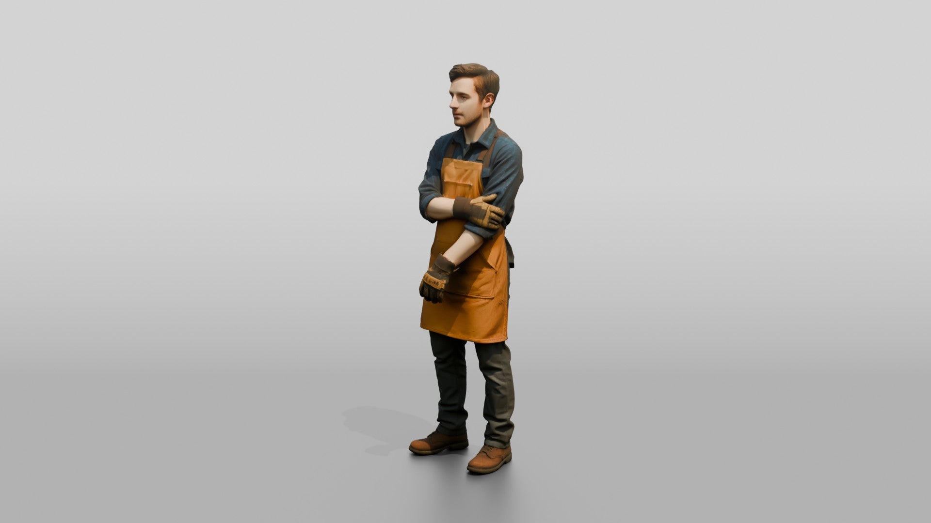 Worker in Canvas Apron