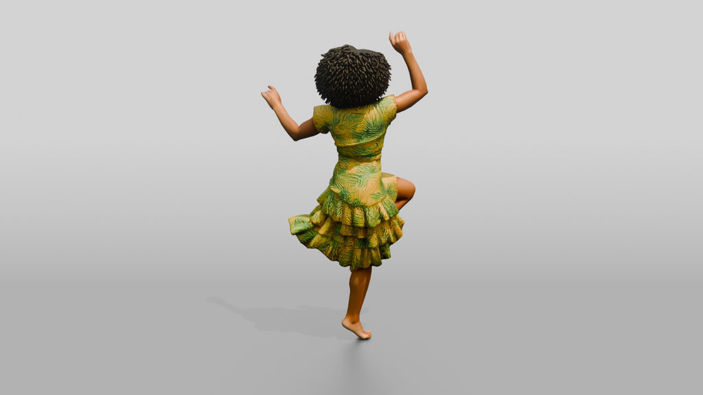 Woman Dancing in a Yellow Floral Dress