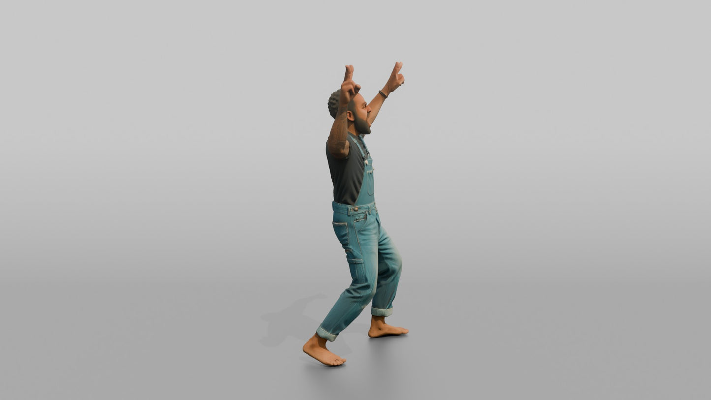 Protester Man Making Peace Signs