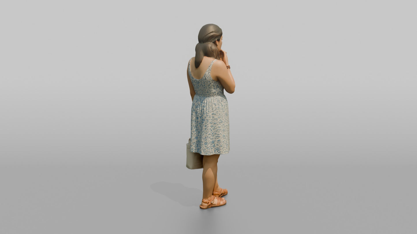 Vacationer Wearing Sundress And Leather Sandals
