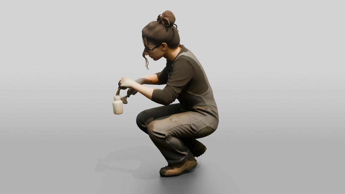 Mechanic Bleeding a Clutch Cylinder - 3D character model, view 4