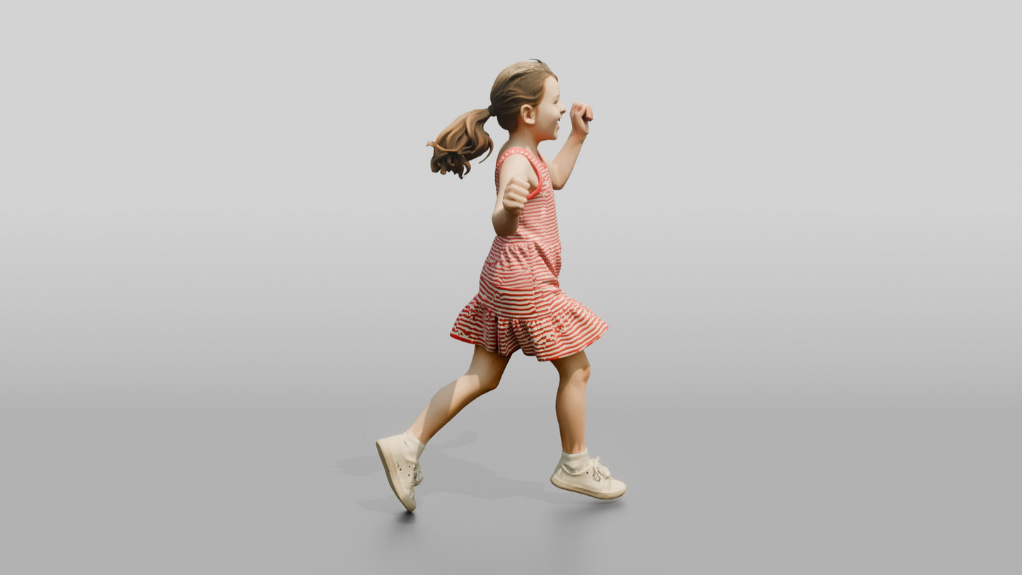 Slender Maltese Girl Skipping Along a Path