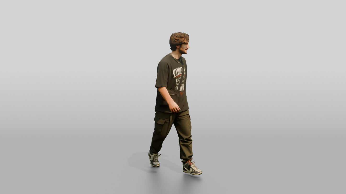 Caucasian Man in Oversized Graphic Tee