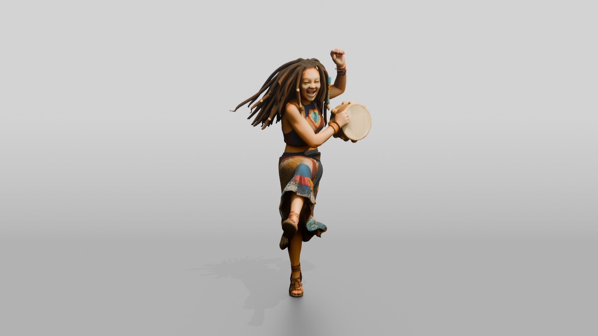 Bohemian Dancer Playing a Tambourine