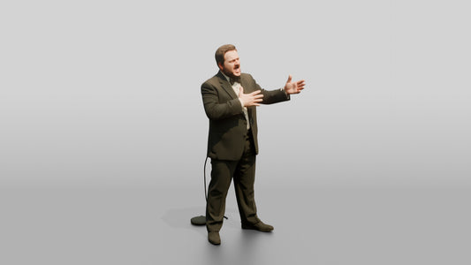 Opera Singer Belting with Hand on Chest - 3D character model, view 1
