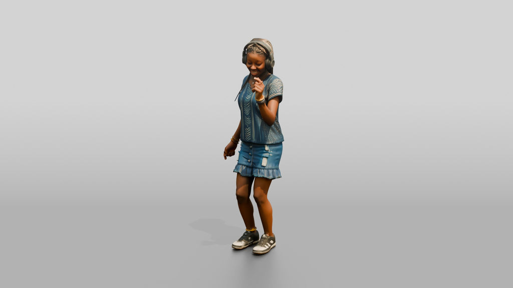 Teenage African Girl Dancing with Headphones