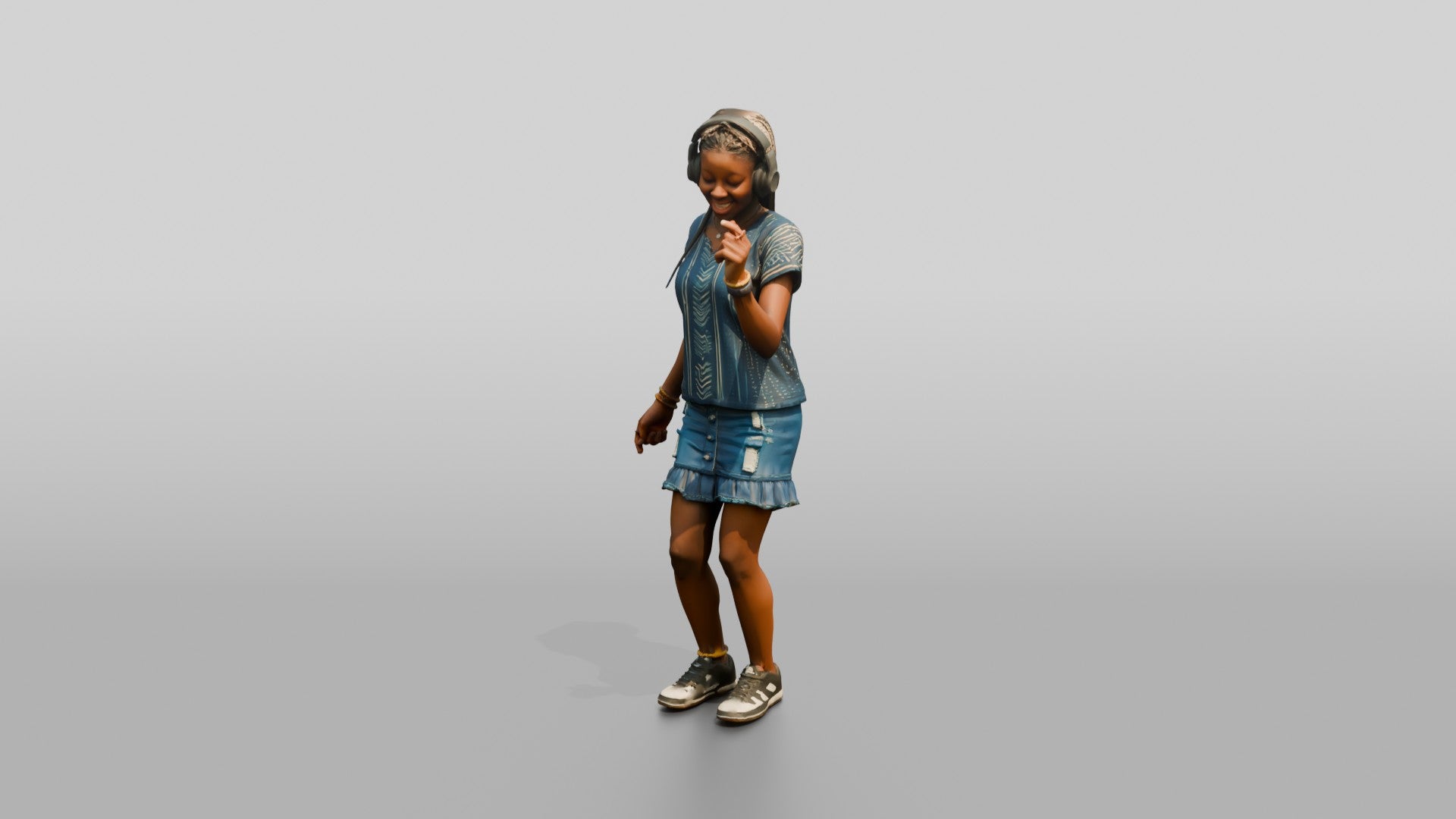 Teenage African Girl Dancing with Headphones