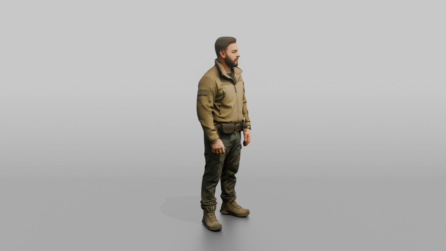 Protester Man Standing in Tactical Gear