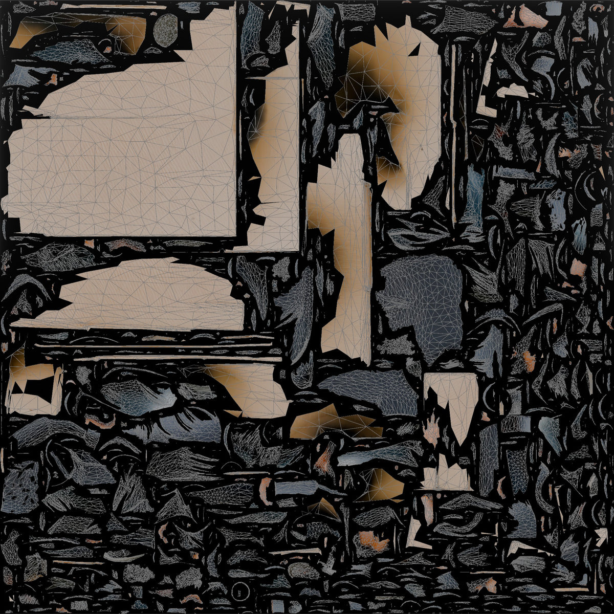 Homeless Man Sitting Flat on a Piece of Cardboard - UV layout, base color map