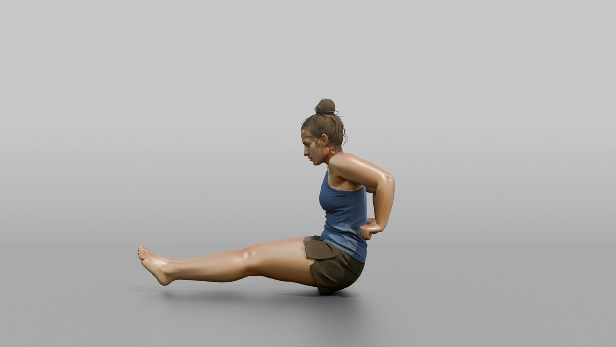 Bodyweight Athlete Woman Mid-rep Of A Tricep Dip - 3D character model, view 5