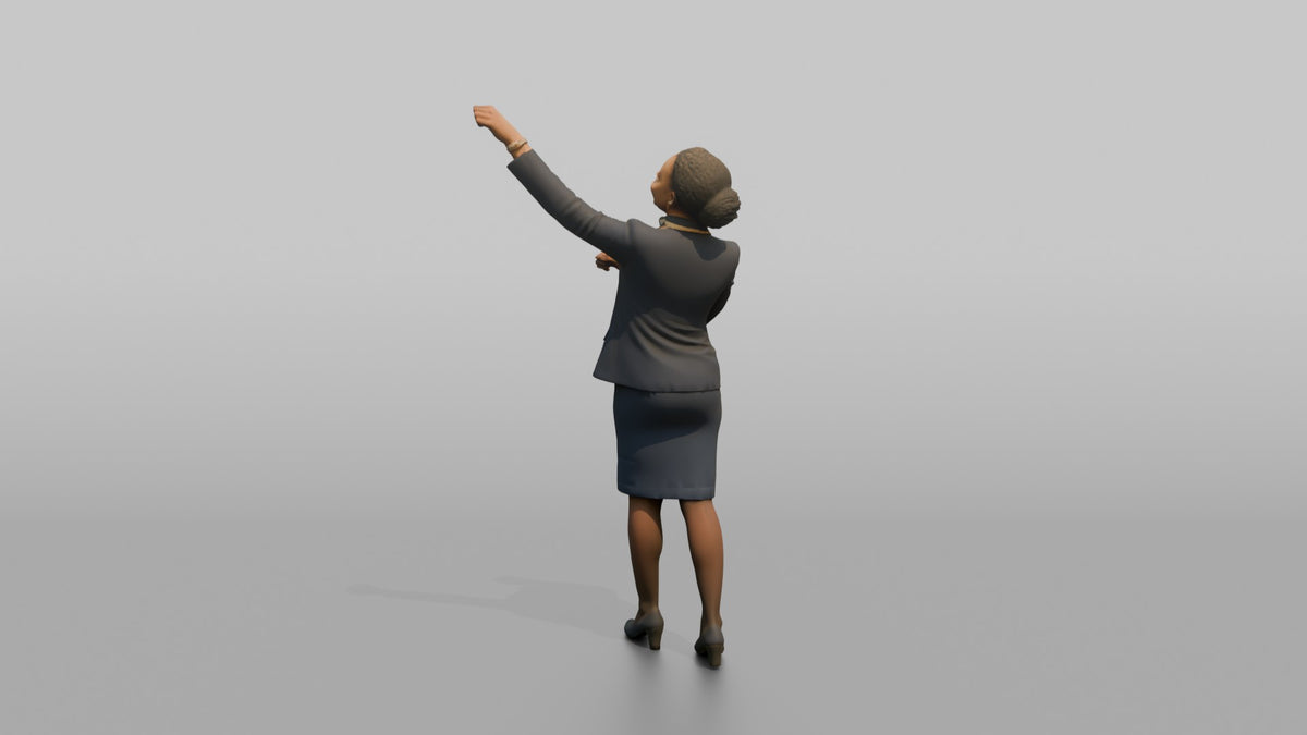 Middle Eastern Flight Attendant Pushing a Serving Trolley - 3D character model, view 3