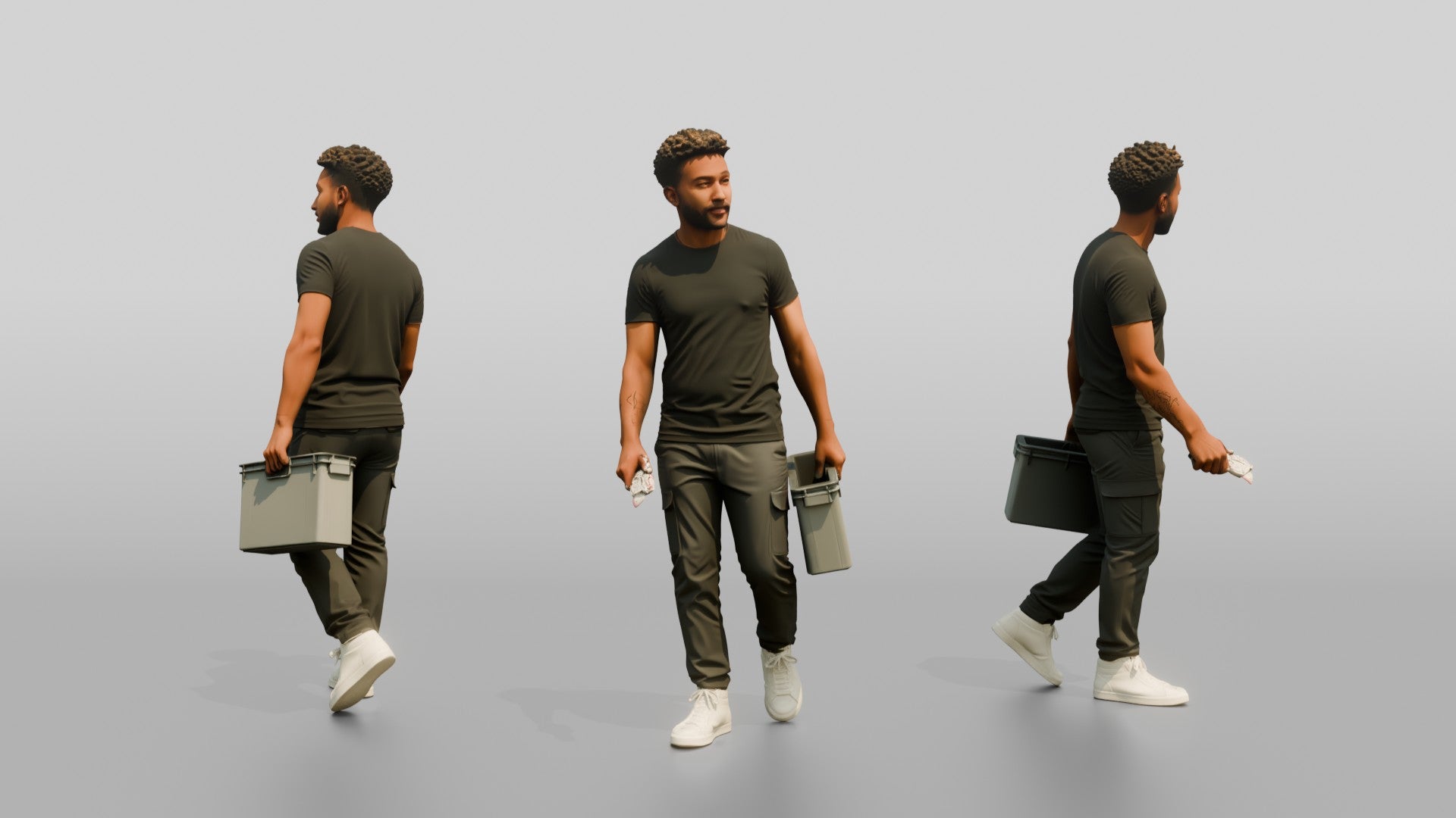 Man Carrying Plastic Crate