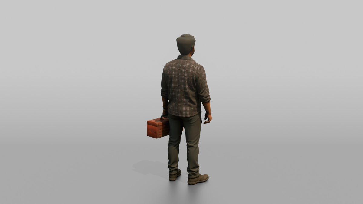 Father Carrying A Toolbox By Its Handle - 3D character model, view 3