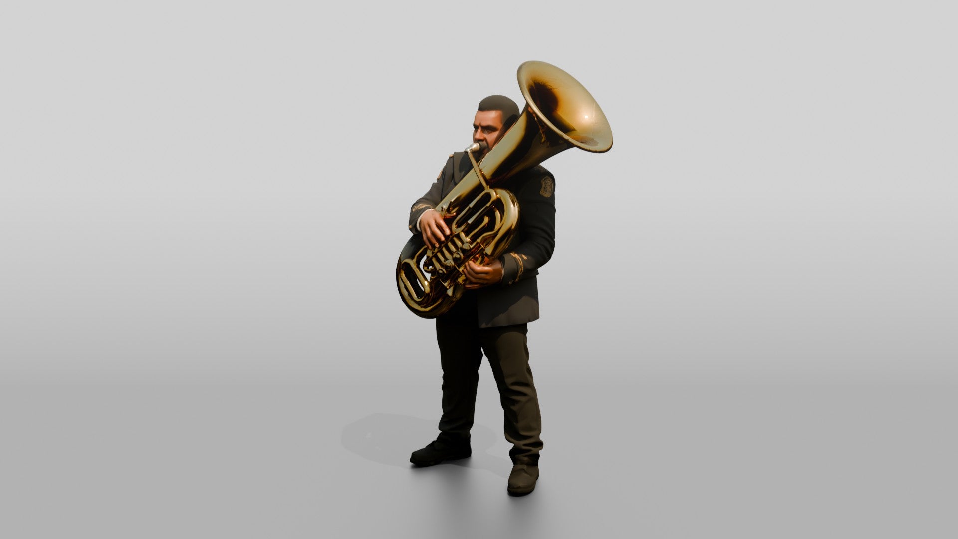 Tubist Carrying Brass Tuba