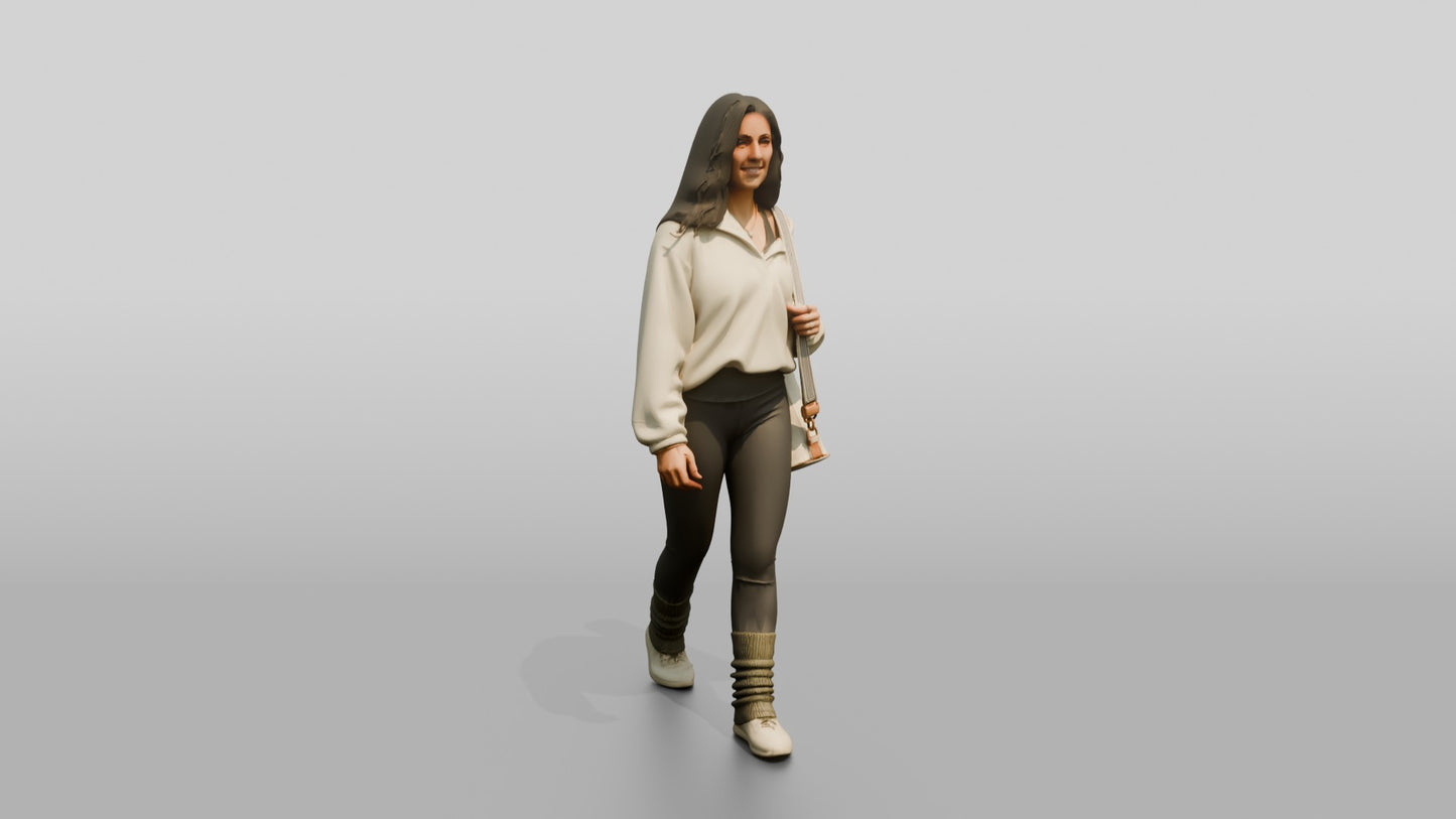 Walking Woman with Mat Bag