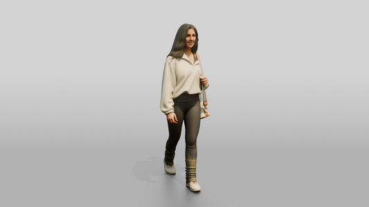 Walking Woman with Mat Bag - 3D character model, view 1