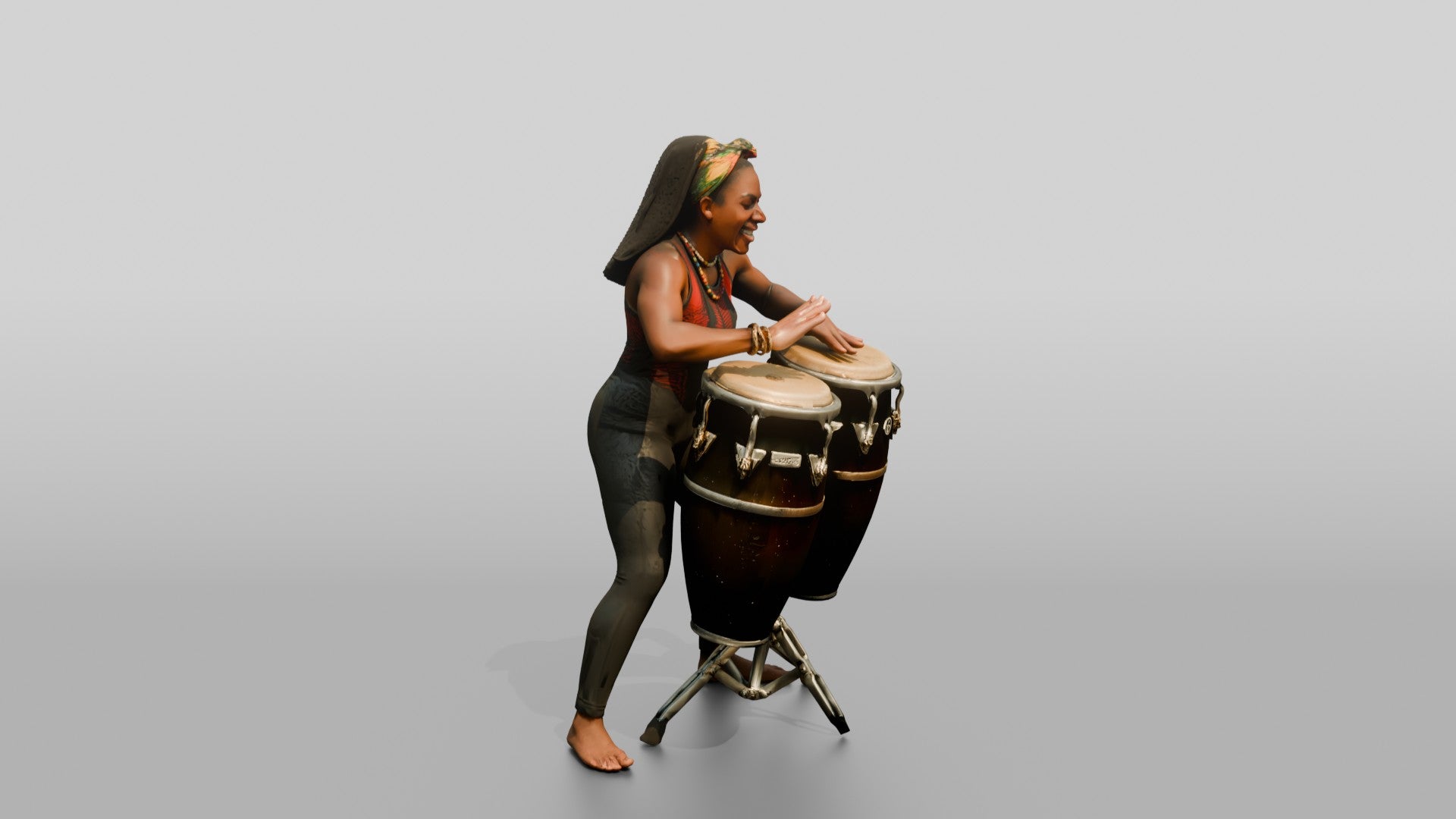 Percussionist Playing Conga Drums