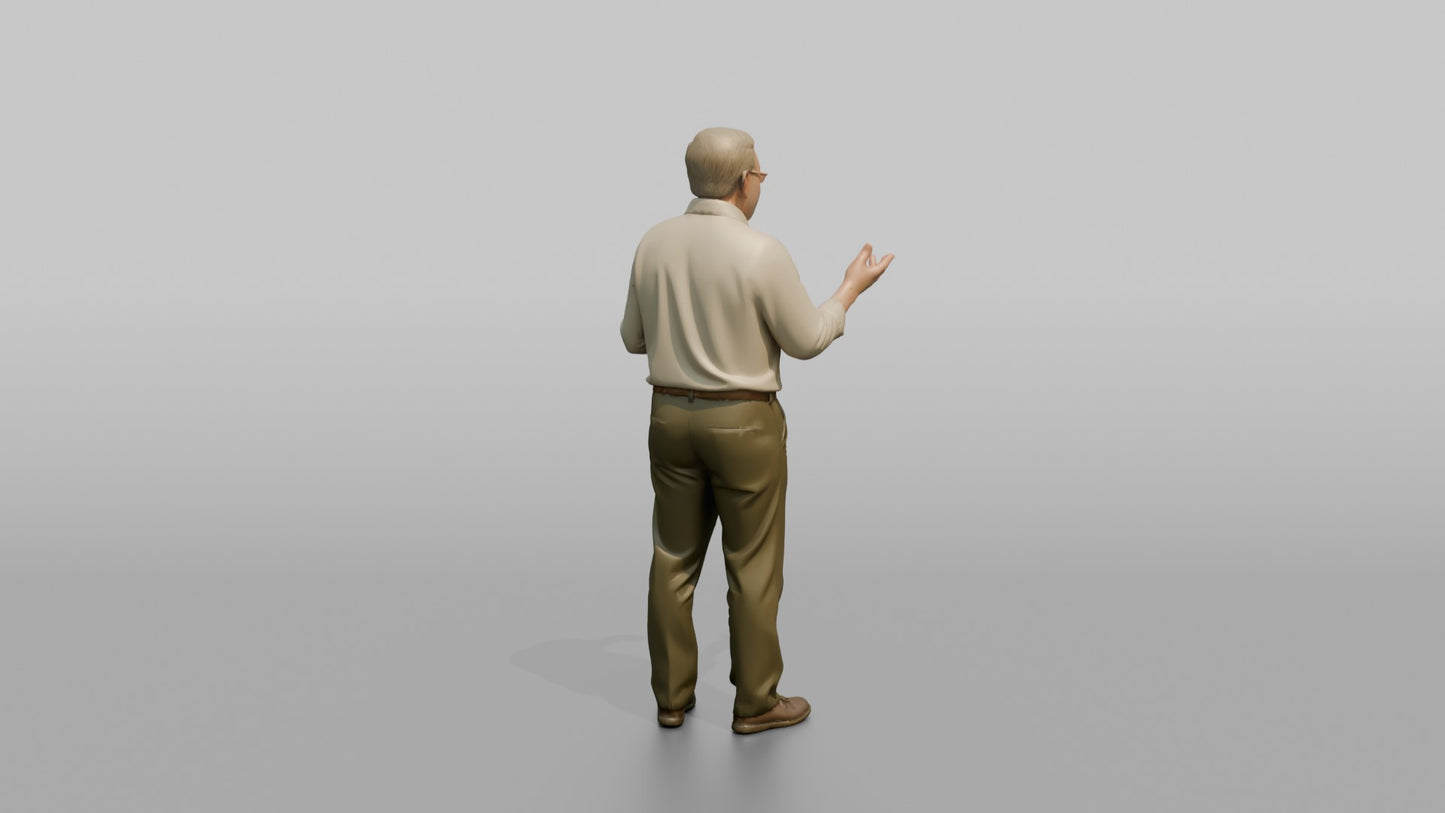 European Grandfather Standing and Chatting