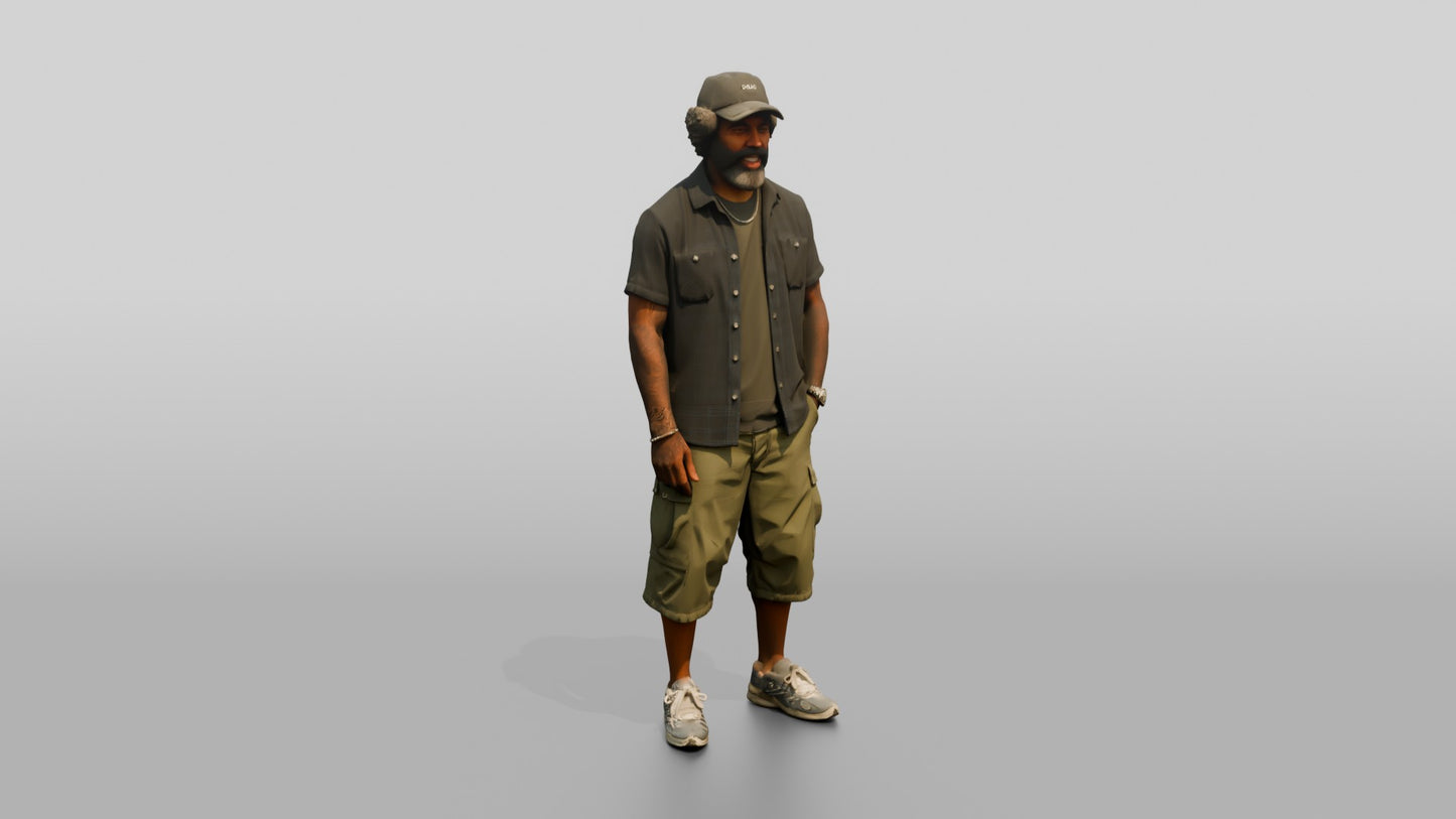 African-American Man Posing Confidently on the Boardwalk