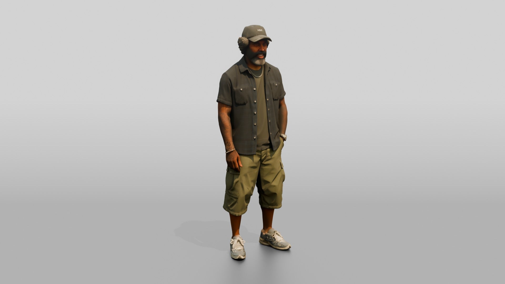 African-American Man Posing Confidently on the Boardwalk