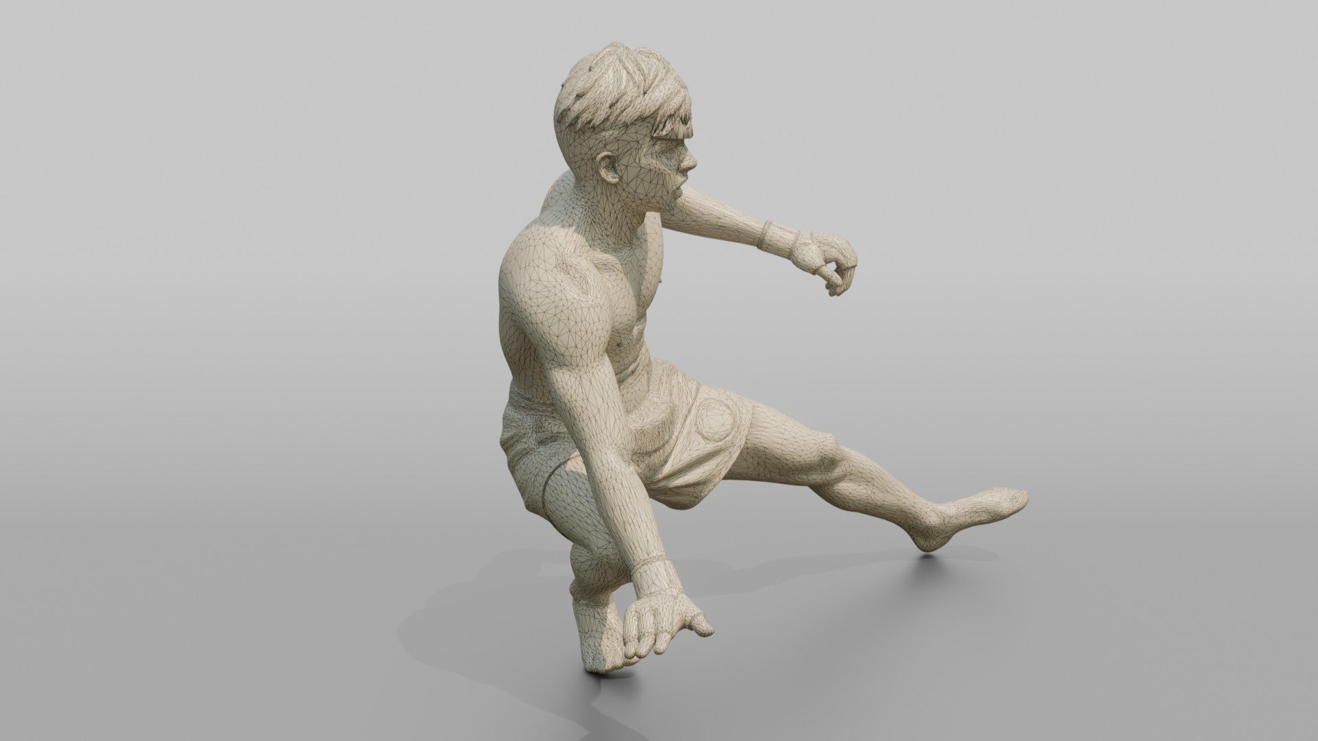 MMA Fighter Low Sweeping Evasive Maneuver
