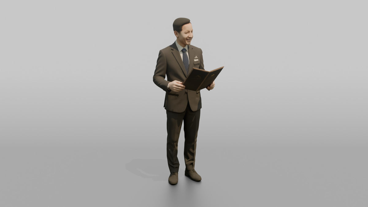 Receptionist Woman Holding A Room Service Menu - 3D character model