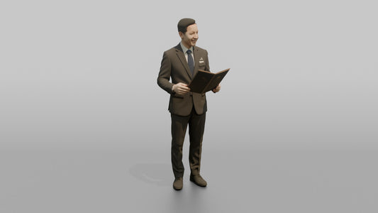 Receptionist Woman Holding A Room Service Menu - 3D character model
