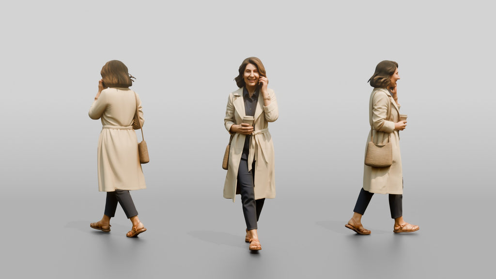 Slim Middle-Aged Persian Woman in a Linen Trench Coat