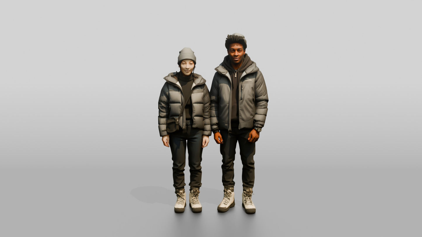 Multicultural Couple in Winter Streetwear
