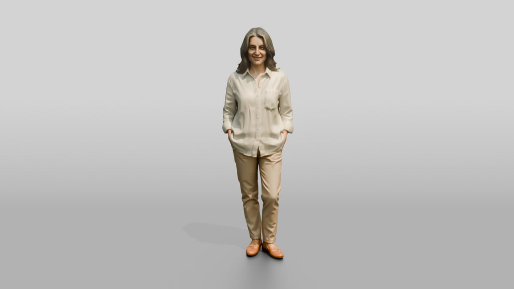 Woman Standing in White Linen