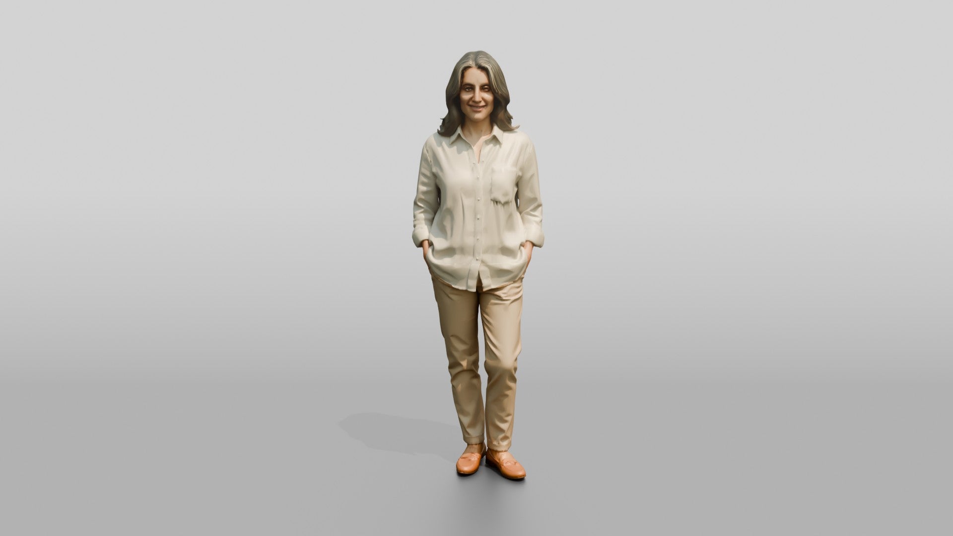Woman Standing in White Linen