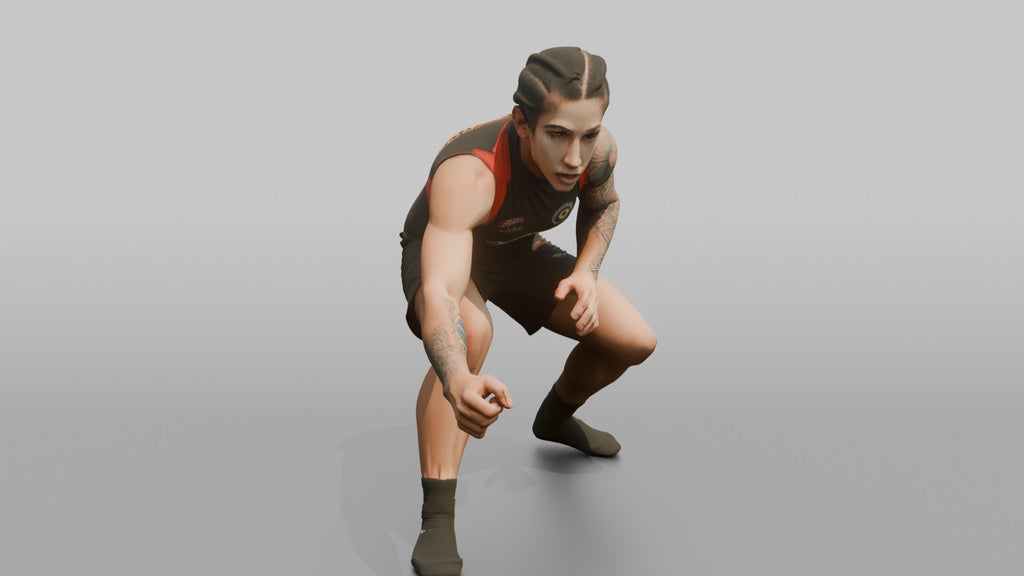BJJ Fighter Crouched Stance Shooting for an Ankle Pick