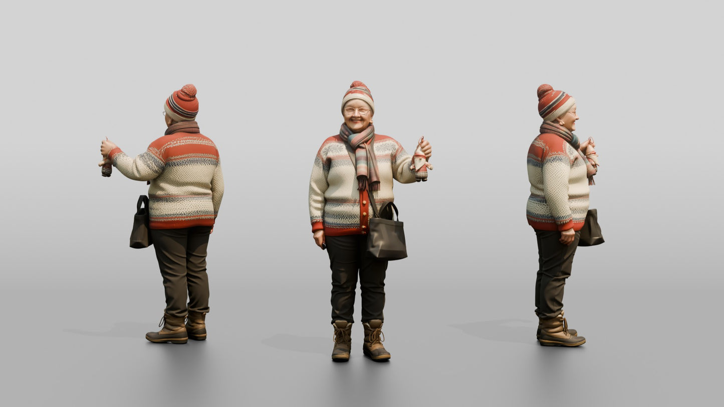 Elderly Norwegian Woman at the Christmas Market
