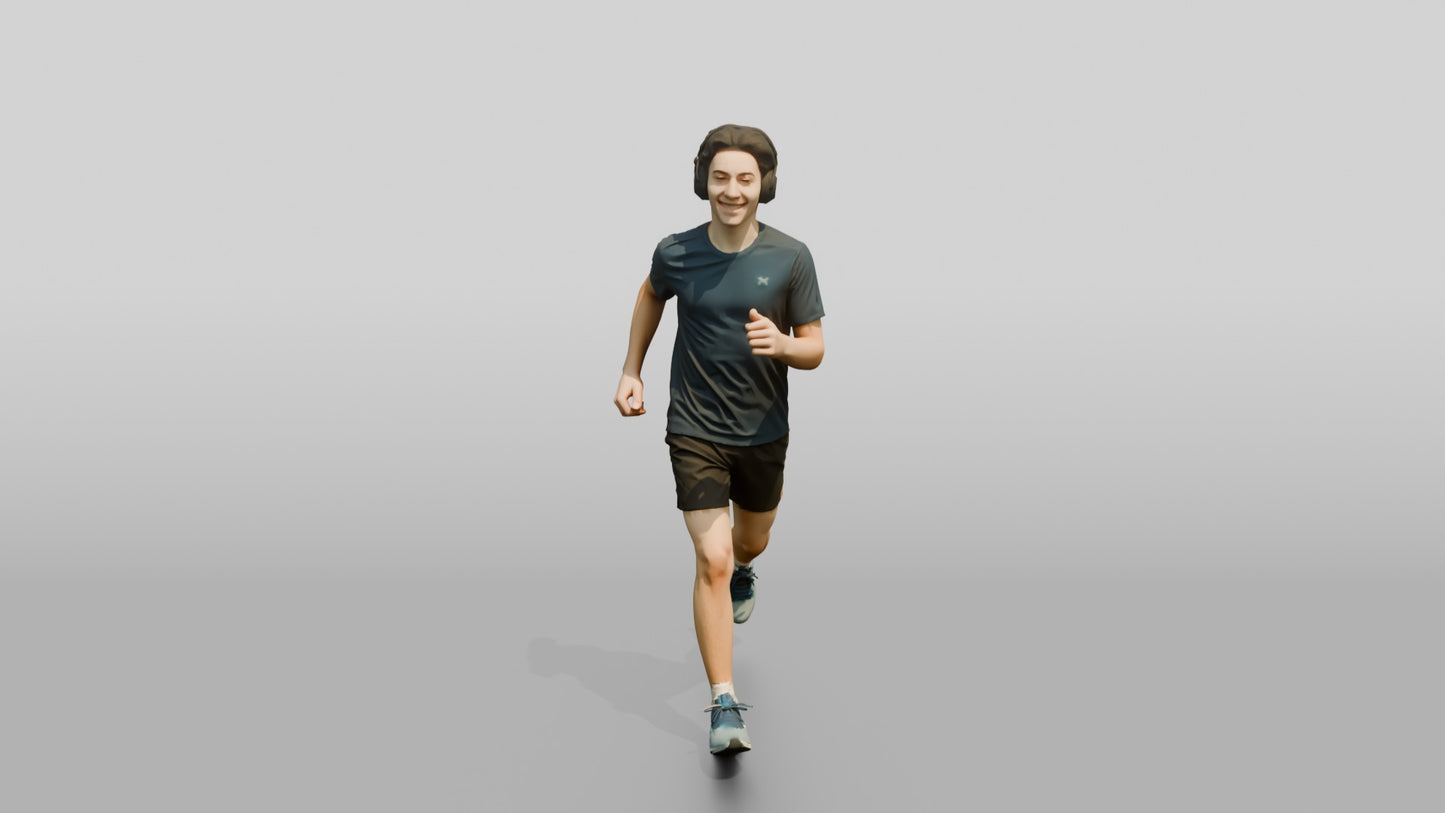 Teenage Boy Jogging with Headphones