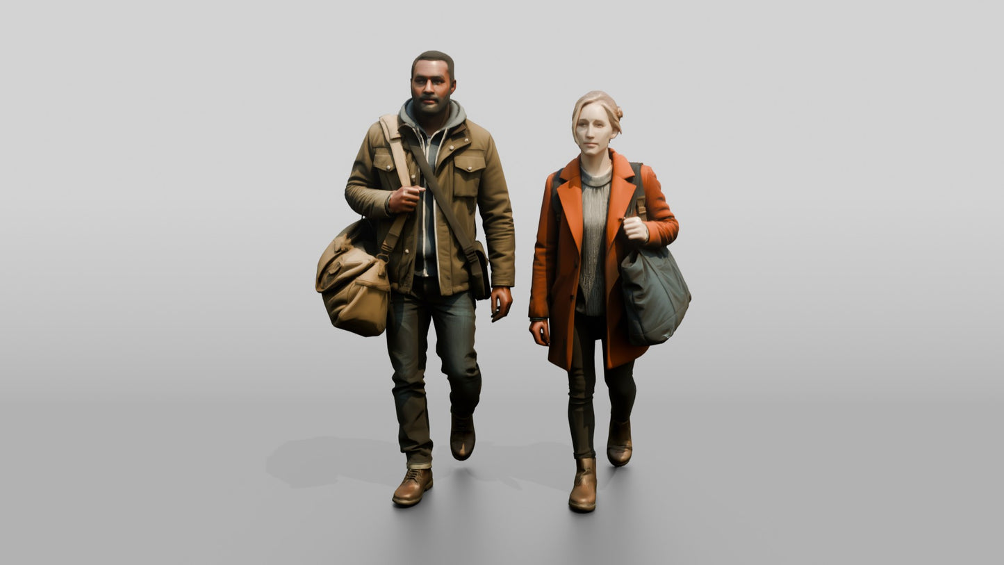 African-European Couple Walking