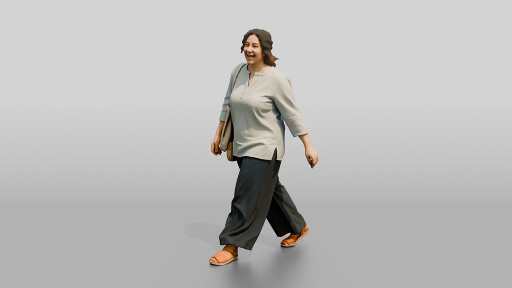 Plus-Size Young Egyptian Woman Laughing on a Shopping Street