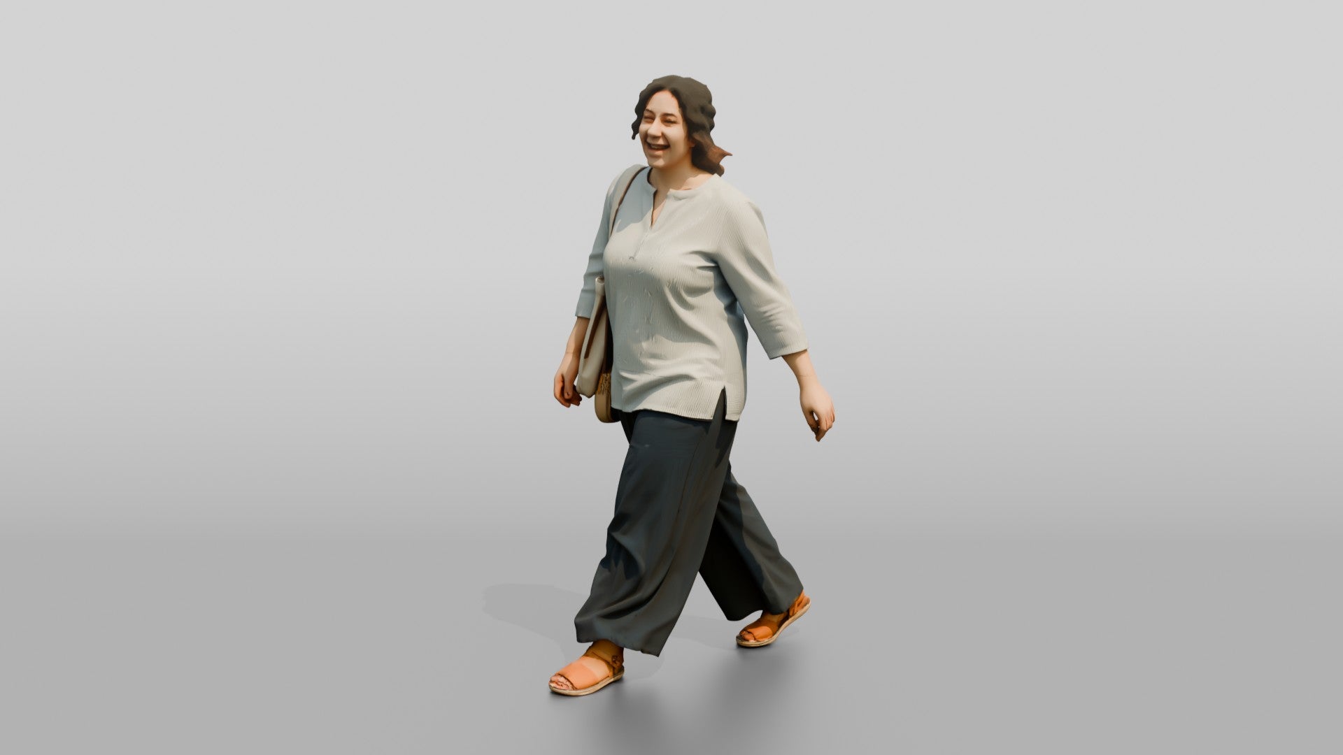 Plus-Size Young Egyptian Woman Laughing on a Shopping Street