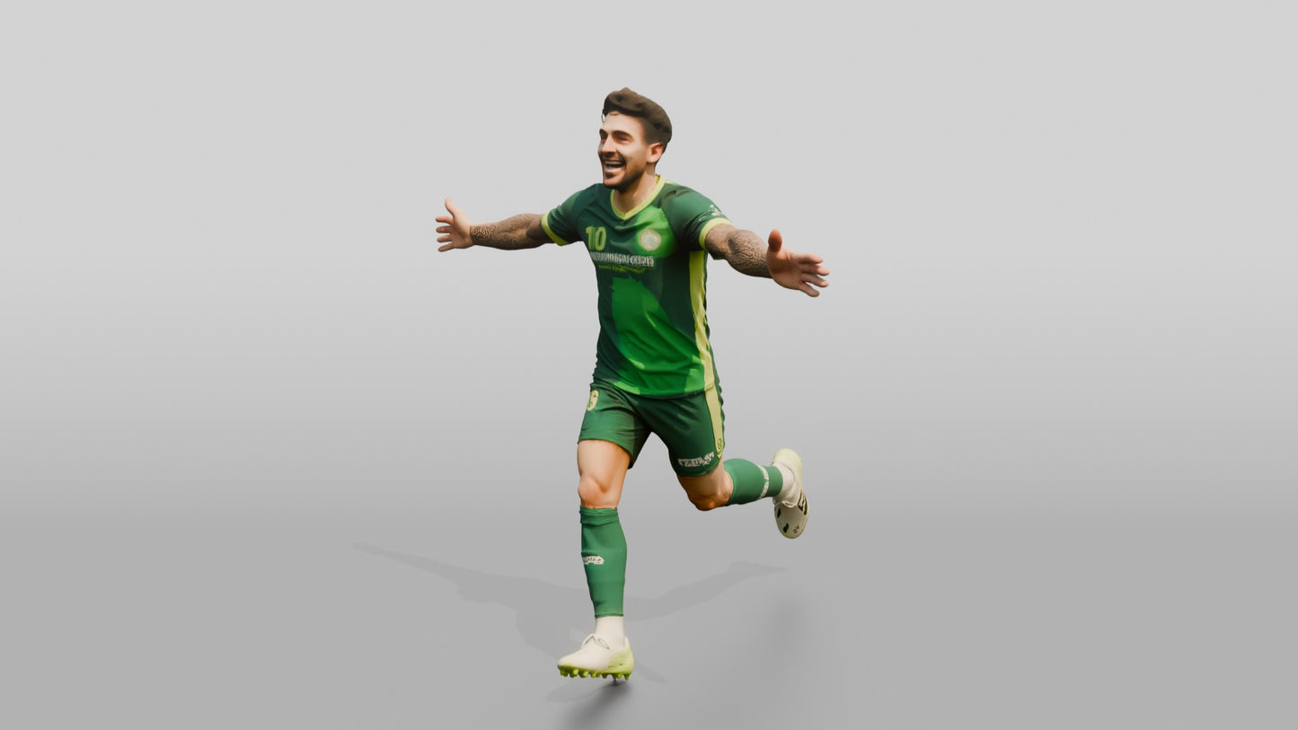 Soccer Player Running with Open Arms