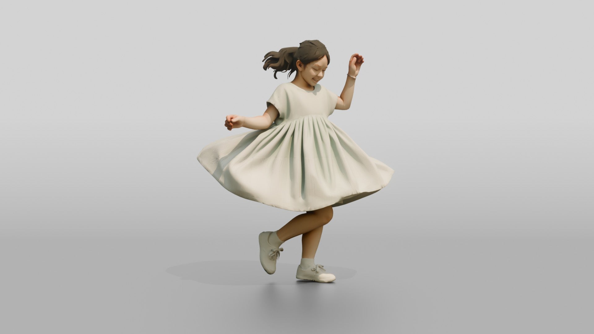 Girl Twirling in Mint Green Dress